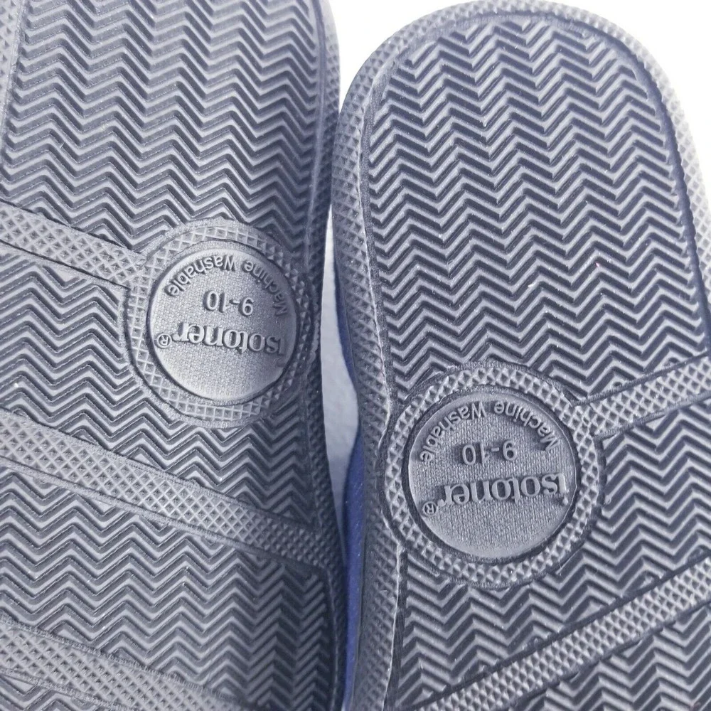 Isotoner Kids Chandler Moccasin Slippers Size 9-10 Navy Blue NEW Boys